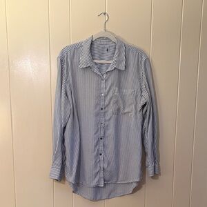 Classic Blue Striped Women's Button-Down Shirt
